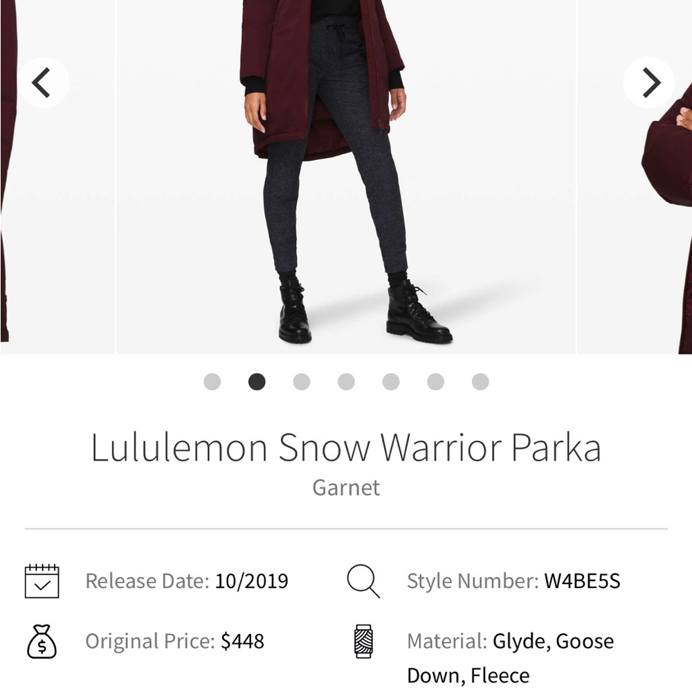 lululemon athletica snow warrior garnet  Puffer Jacket - Picture 3 of 9